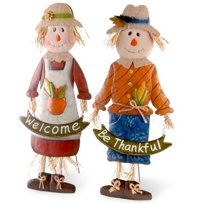 National Tree Company Metal Scarecrow Standing Fall Decoration, Pack of 2, Autumn Collection, 27 in | Target