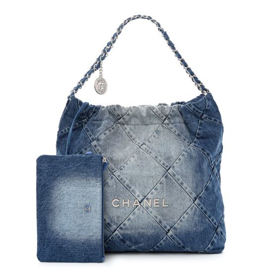 Denim Quilted Chanel 22 Blue | FASHIONPHILE (US)