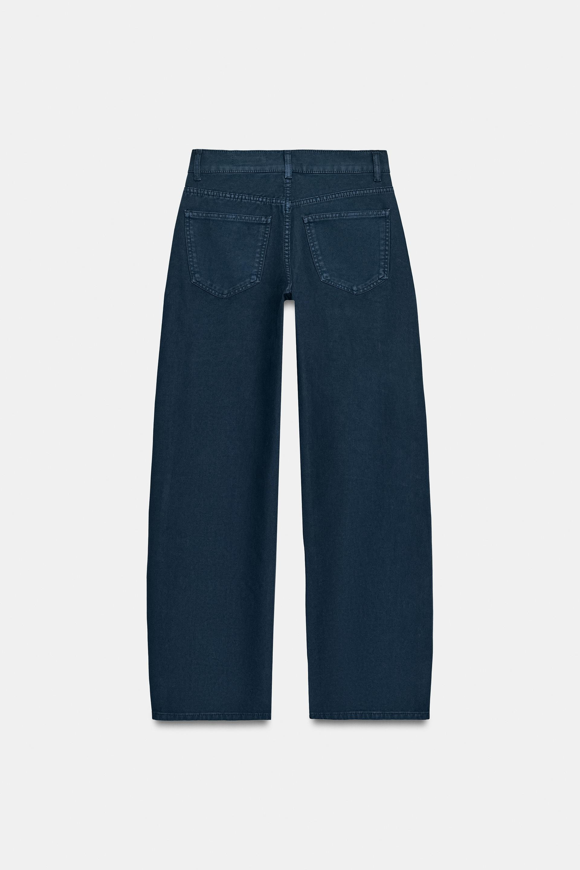 Zara - Zw Collection Curved Straight Low-Rise Printed Jeans - Dark Russet - 26 (Ca 2) - Woman | Zara Canada
