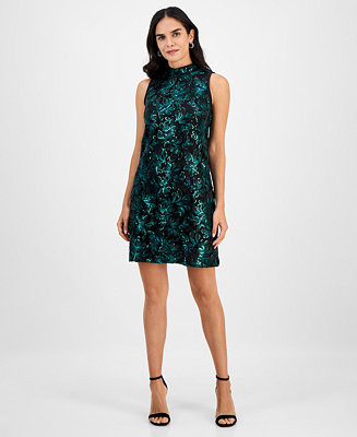 Petite Sleeveless Sequined Lace A-Line Dress | Macy's