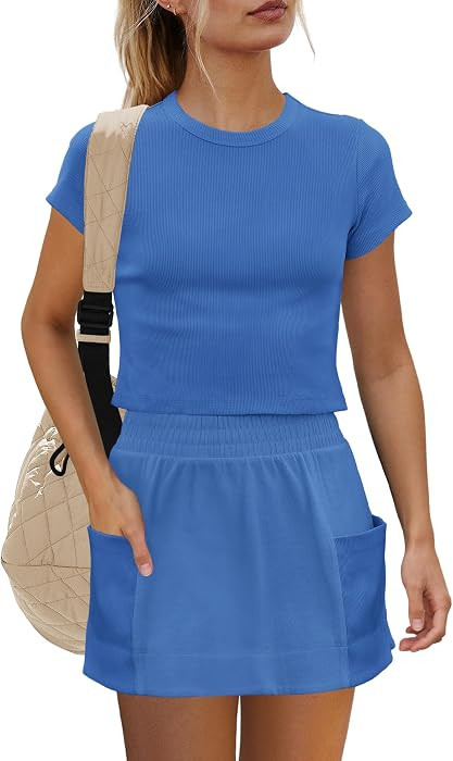 Yanekop Womens Tennis Skirt Sets 2 Piece Workout Set with Pockets | Amazon (US)