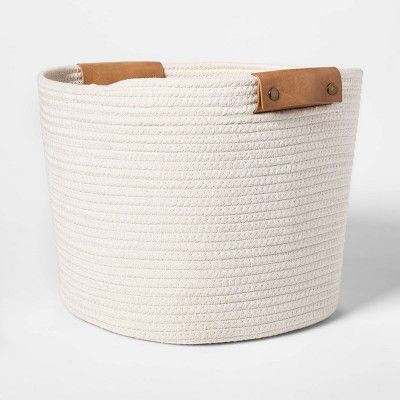 13&#34; Decorative Coiled Rope Square Base Tapered Basket Medium White - Threshold&#8482; | Target