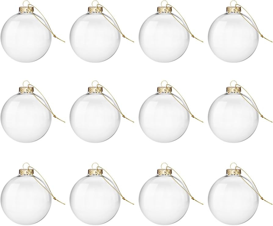 18 pcs Clear Glass Ball Ornaments, Clear Glass Ornaments for Crafts Fillable (2.36”)，Small Ha... | Amazon (US)