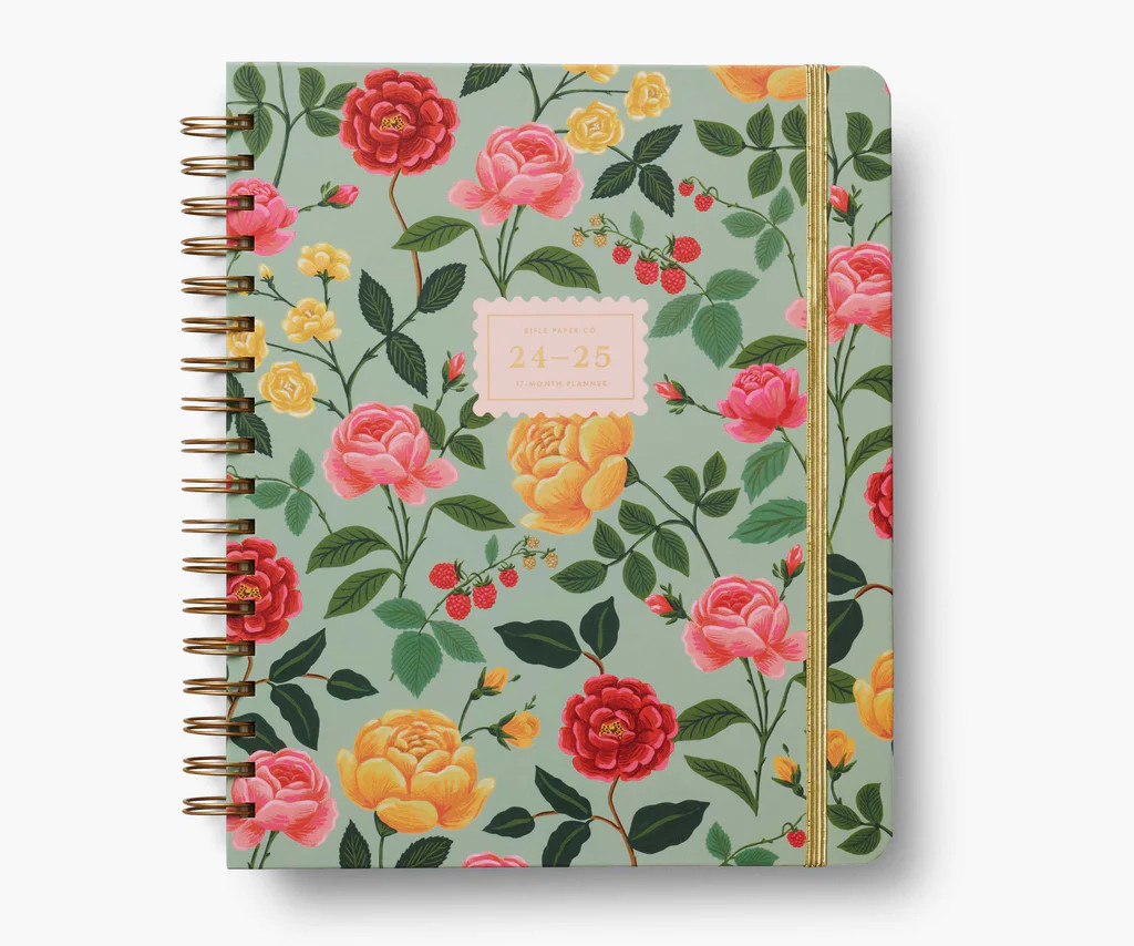 2024-2025 17-Month Academic Hardcover Spiral Planner - Roses | Rifle Paper Co.