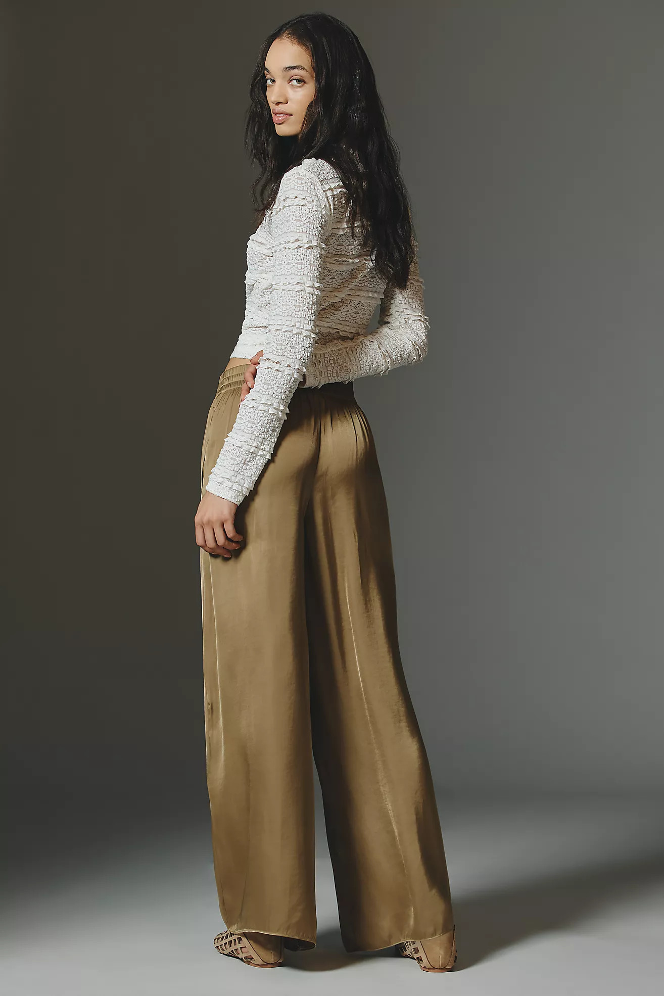 Maeve Draped Wide-Leg Pull-On Pants | Anthropologie (US)