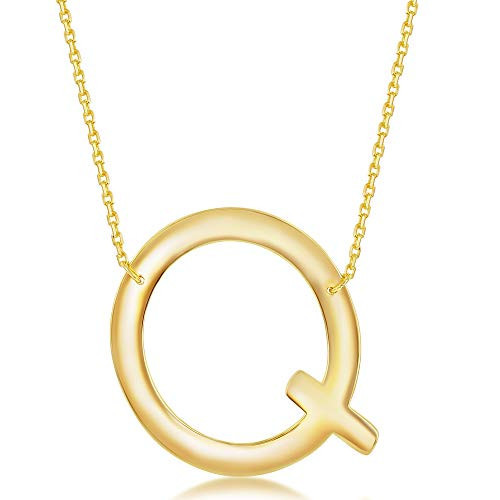 Beaux Bijoux Gold Initial Necklace for Women - Q Necklace for Women - Gold Sideways Initial Necklace - Gold Initials Necklace - Letter Jewelry -Gold Plated Necklace | Amazon (US)