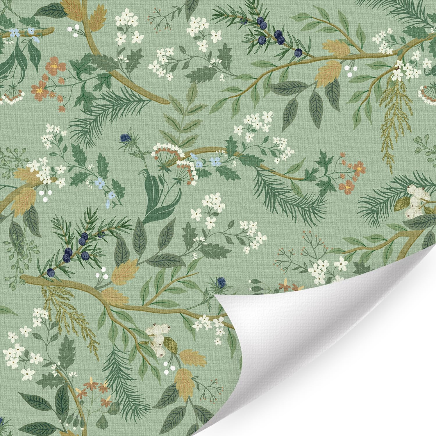 LHIUEM Sage Green Wallpaper 1PCS(17.3X118 inch) Fern Wallpaper Watercolor Floral Wallpaper Nature... | Amazon (US)