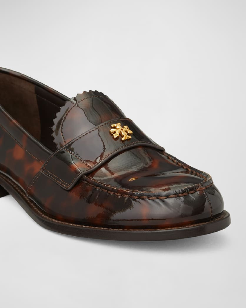 Tory Burch Perri Tortoise Patent Classic Loafers | Neiman Marcus