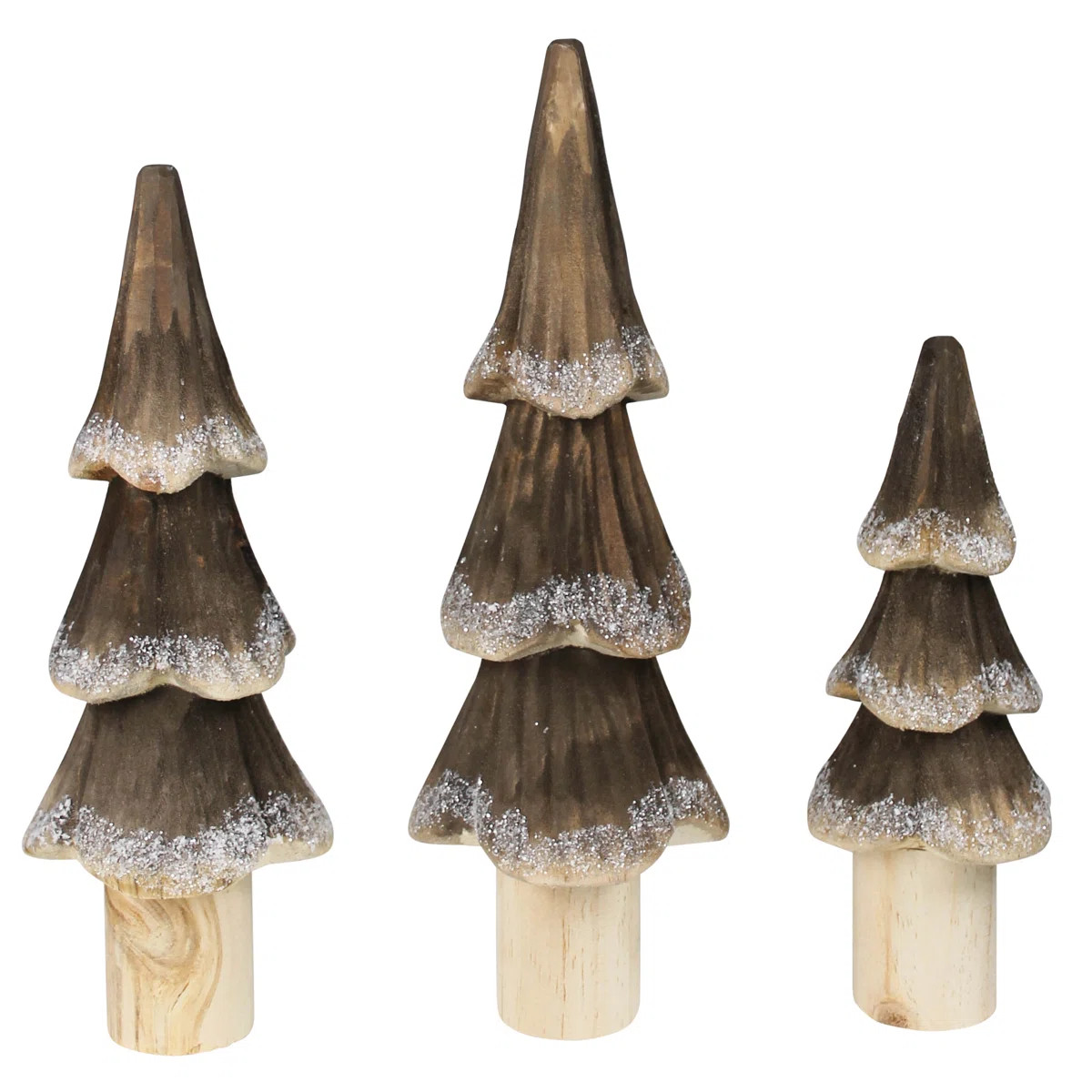 Trees, Wood, Set Of 3  Sm: 3X7.25, Med: 3.25X9, Lrg: 3.5X10.5 (Set of 3) | Wayfair North America