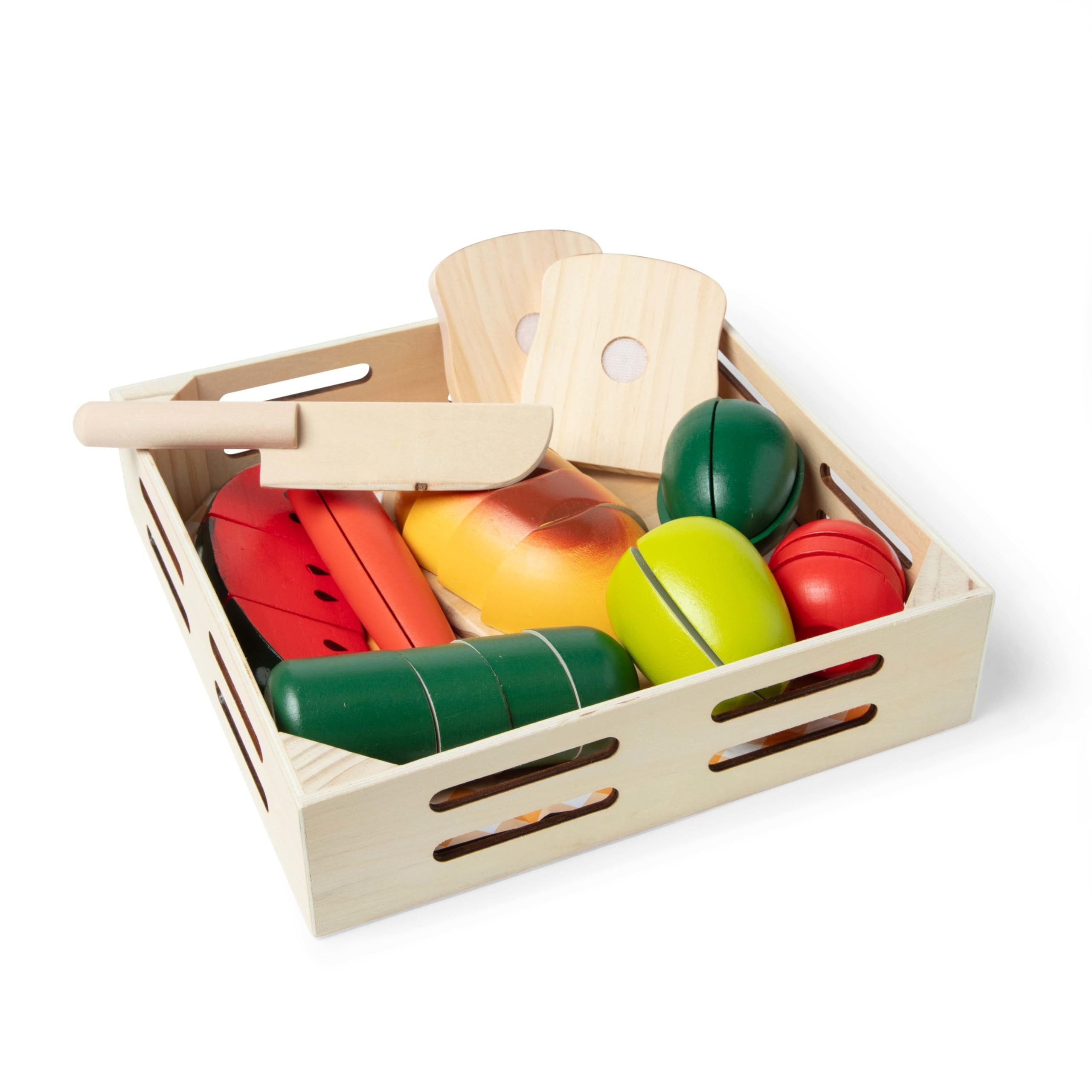 Melissa & Doug Cutting Food - Play Food Set With 25+ Hand-Painted Wooden Pieces, Knife, and Cutti... | Amazon (US)