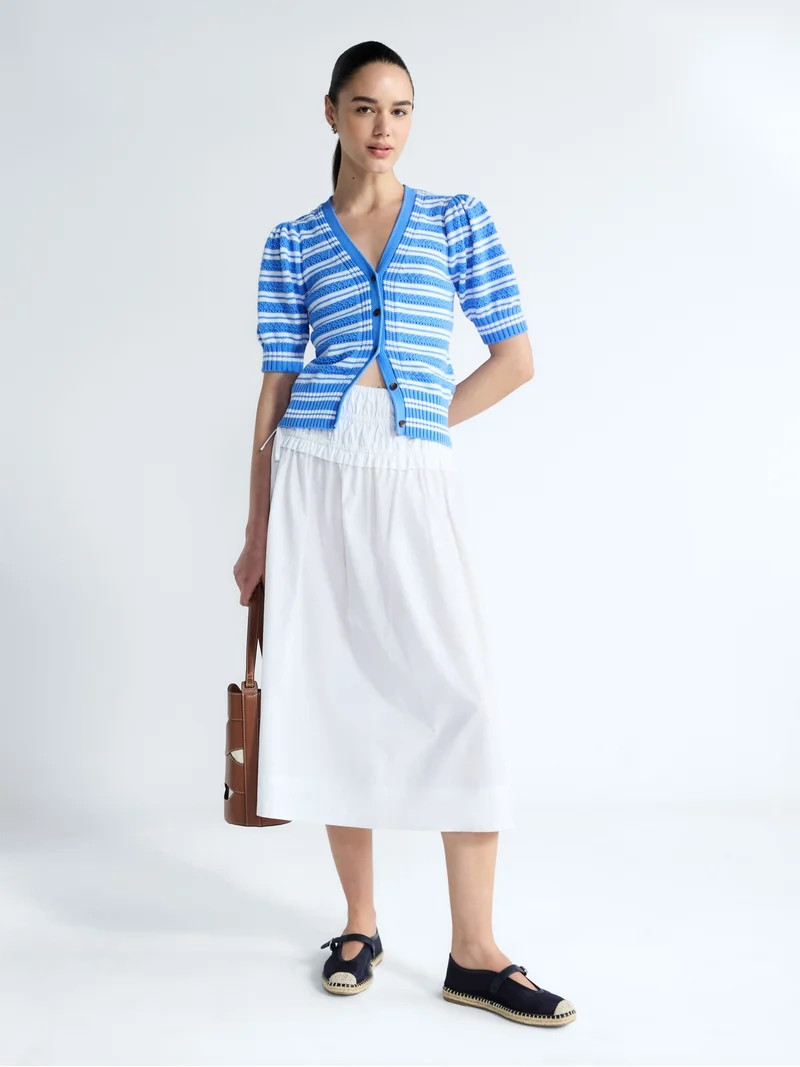 Free Assembly Women's and Women's Plus Smocked Drawstring Cotton Maxi Skirt, Sizes XS-4X | Walmart (US)