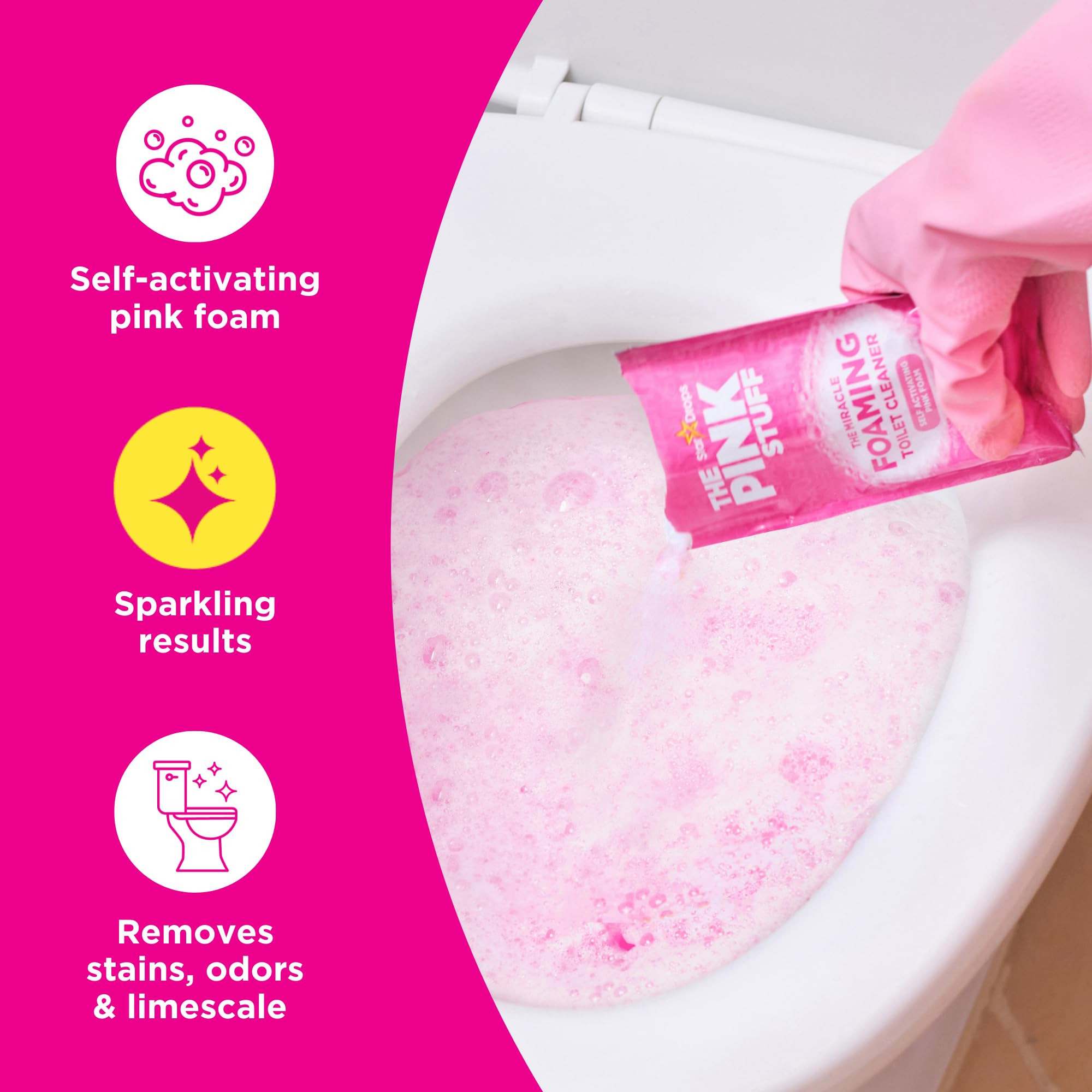 Stardrops - The Pink Stuff - The Miracle Power Foaming Toilet Cleaner - 2 Treatments - Self Activating Pink Foam, 25 ounce (Pack of 1) | Amazon (US)
