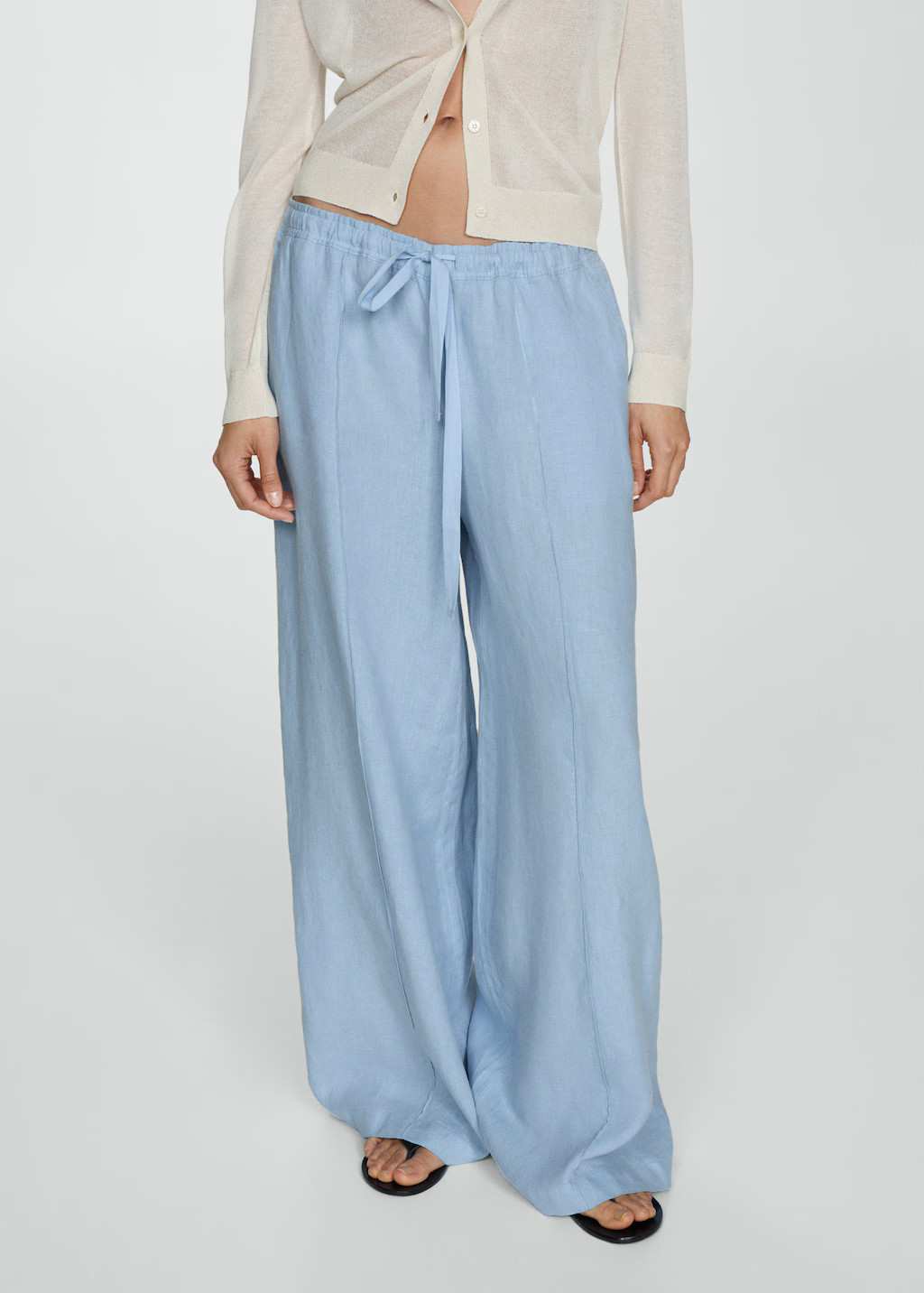 Wideleg linen trousers - Women | MANGO USA | Mango (US/MX/AU)