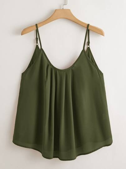 SHEIN LUNE Plus Fold Pleated Solid Color Cami Top | SHEIN