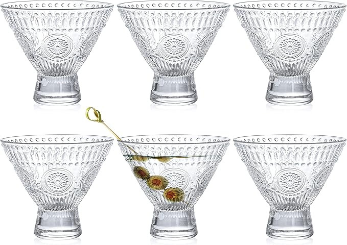 Kingrol 6 Pack Stemless Martini Glasses, Cocktail Glasses, 8 oz Glass Dessert Bowls, Mini Trifle ... | Amazon (US)