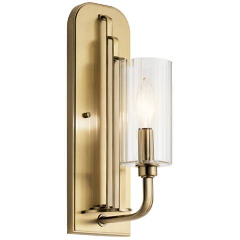 Kichler Kimrose 14" High Brushed Natural Brass Wall Sconce - #815M0 | Lamps Plus | Lamps Plus