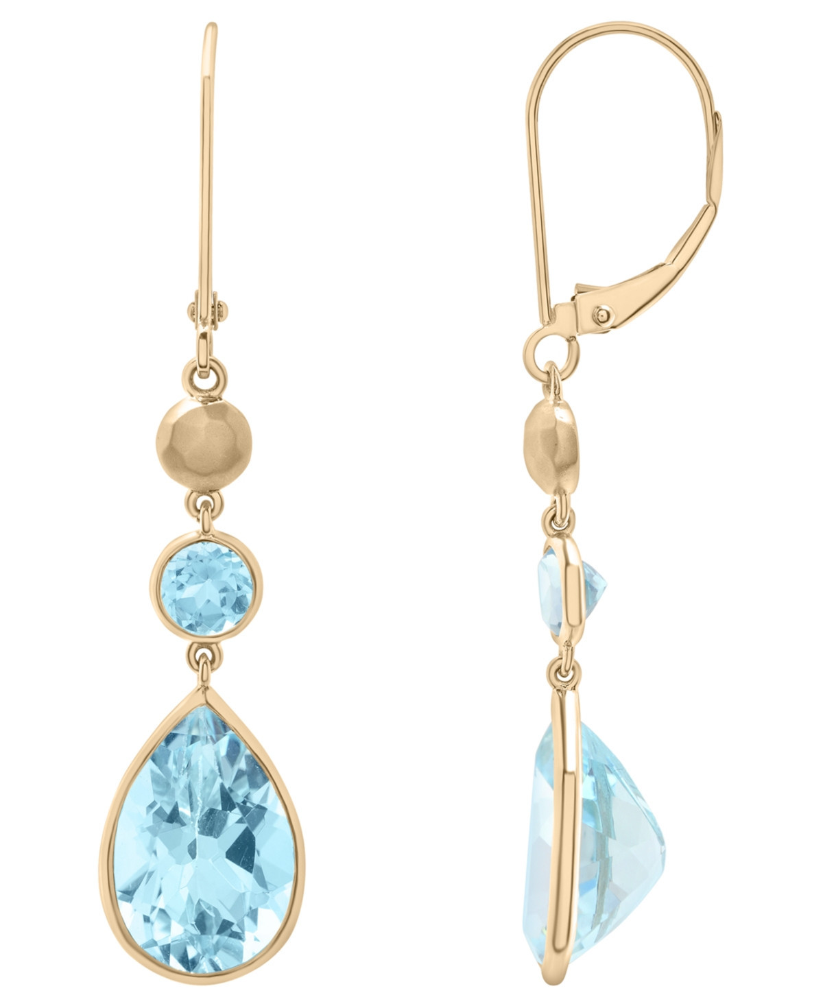 Macy's Sky Blue Topaz & Blue Topaz Drop Earrings (12-3/8 ct. t.w.) in 14k Yellow Gold - Blue Topaz | Macy's