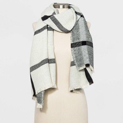 Women&#39;s Plaid Oblong Scarves - A New Day&#8482; Black One Size | Target