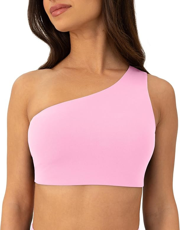 PAVOI ACTIVE Asymmetrical Sports One Shoulder Bra for Women - Low Support One Strap Bra Workout T... | Amazon (US)