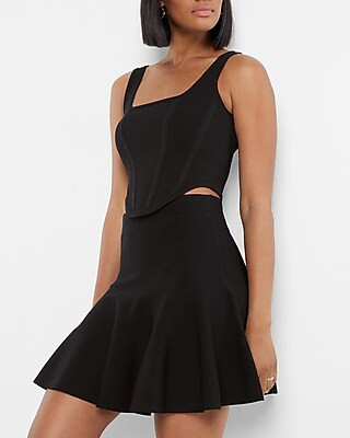 Body Contour Super High Waisted Ruffle Mini Sweater Skirt | Express