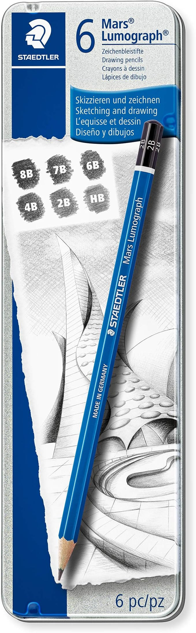 STAEDTLER Lumograph Graphite Drawing and Sketching Pencils 100G6, Set of 6 Degrees in an Attracti... | Amazon (US)