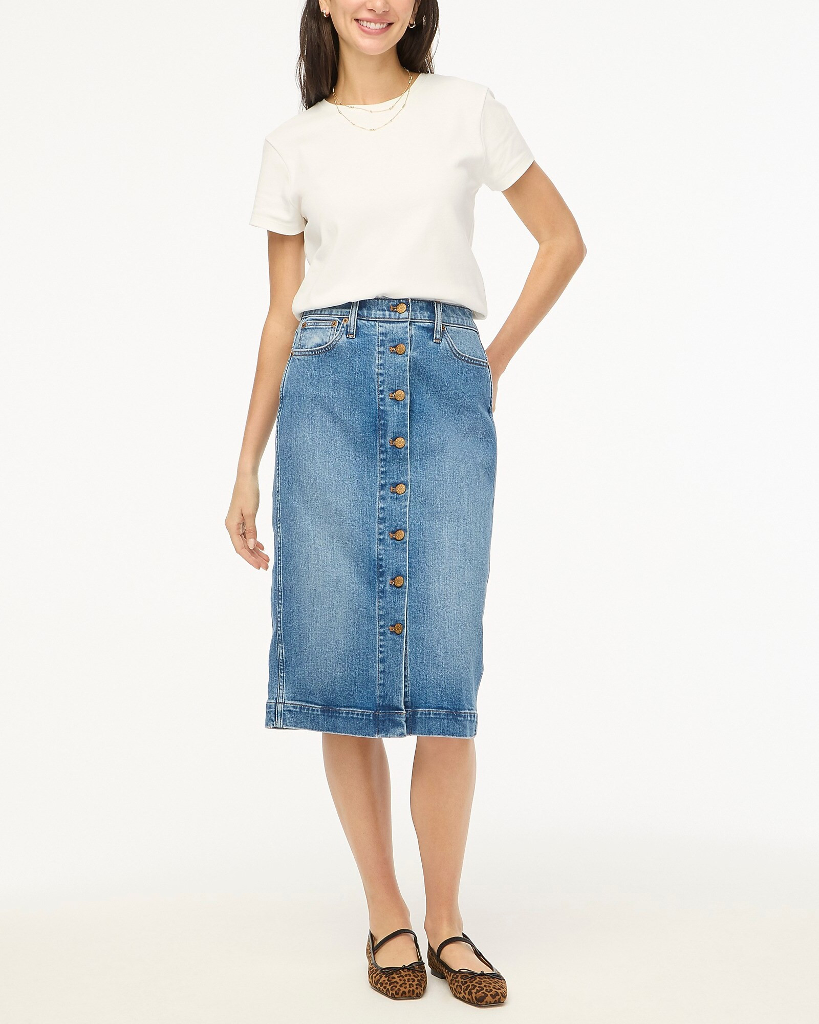 Denim button-front midi skirt | J.Crew Factory