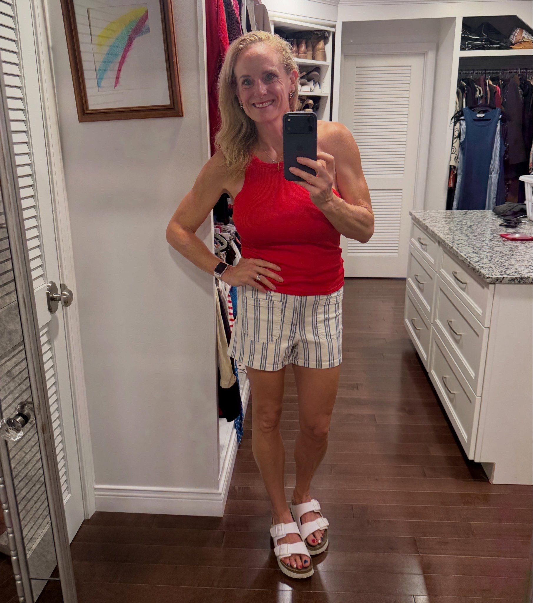 Fireworks 🎆 last night…. It’s was a beautiful night!  Celebrating 250 years 🇺🇸!! Wearing my @amazon tank and my @target shorts! Happy 4th of July!  #solesurvivorstyle #ootd #fourthofjulyoutfit