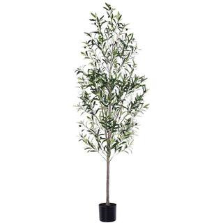 Molysoul 6 ft. Artificial Olive Tree with Realistic Trunk and Leaves, Indoor Faux Plant in Black ... | The Home Depot