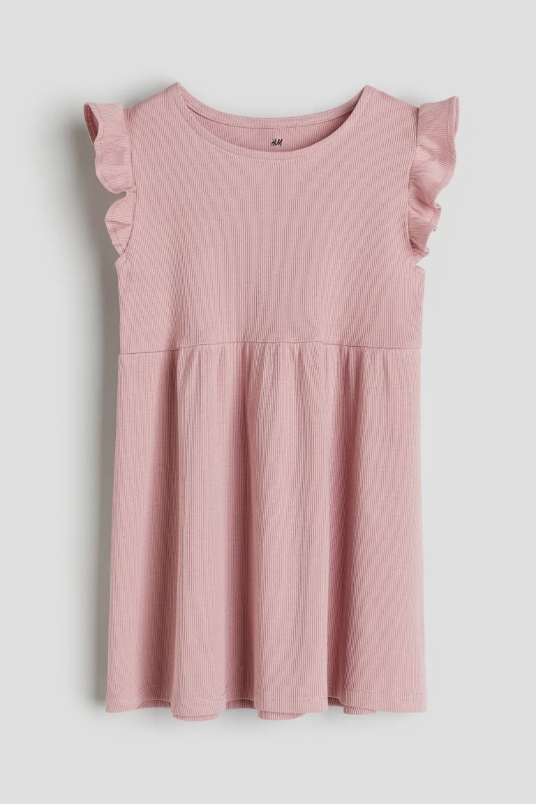 Ribbed Jersey Dress - Round Neck - Sleeveless - Dusty pink - Kids | H&M US | H&M (US + CA)