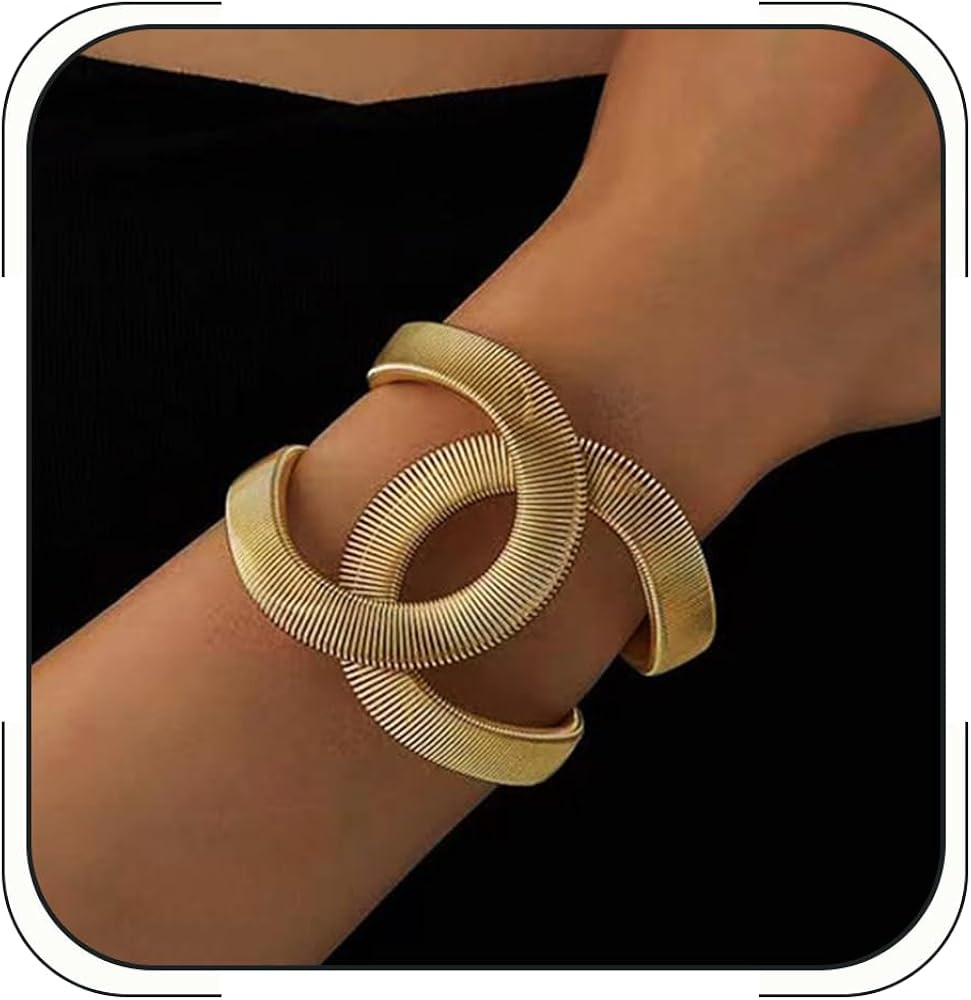 Chunky Cuff Bracelets for Women Wide Gold/Silver Cuffs Bangle Hollow Out Adjustable Bracelets Pun... | Amazon (CA)