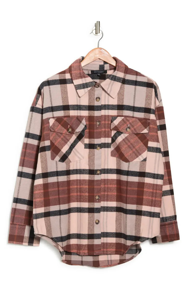Blu Pepper Oversize Plaid Shirt Jacket | Nordstromrack | Nordstrom Rack