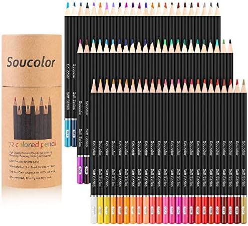 Soucolor 72-Color Colored Pencils for Adult Coloring Books, Soft Core, Artist Sketching Drawing Penc | Amazon (US)