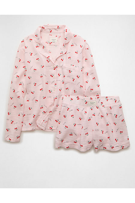 AE Cotton Gauze PJ Set Women's Just Rosey S | American Eagle Outfitters (US & CA)