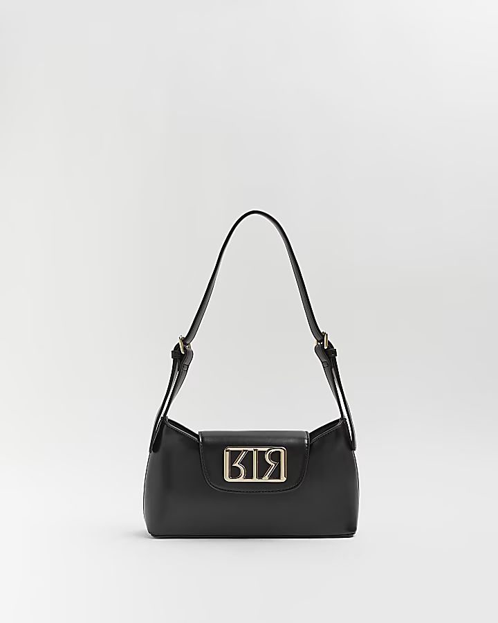 Black RI monogram shoulder bag | River Island (UK & IE)