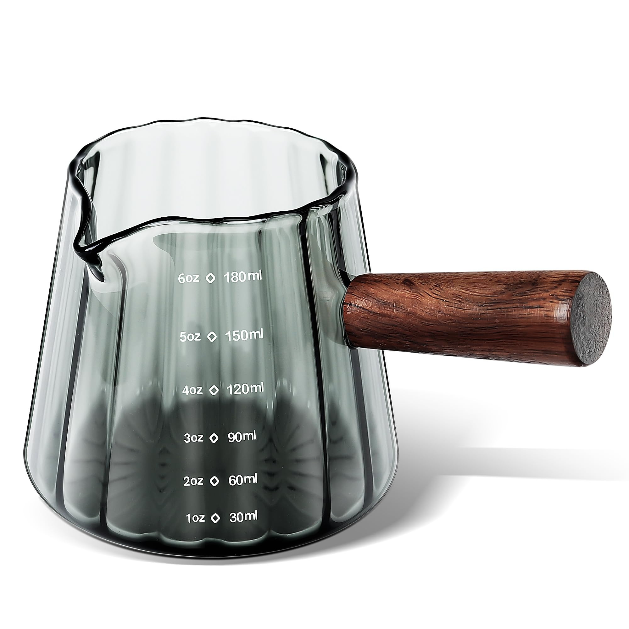 Joeyan 6 oz Grey Glass Measuring Cups with Spout,Borosilicate Glass Triple Pitcher with Scale,Ori... | Amazon (US)