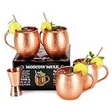 Set of 4 Copper Mugs with Free Extras - Moscow Mules - 100% Solid Copper Hammered Cups 16oz - Unique | Amazon (US)