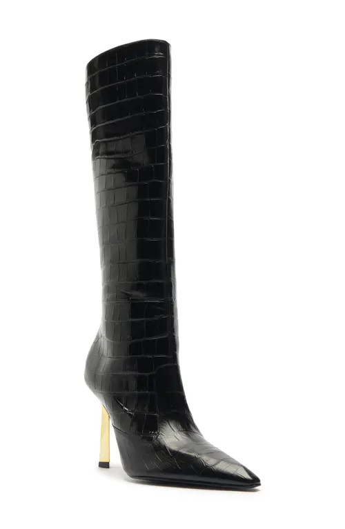 Schutz Ciara Pointed Toe Knee High Boot in Black at Nordstrom, Size 6 | Nordstrom