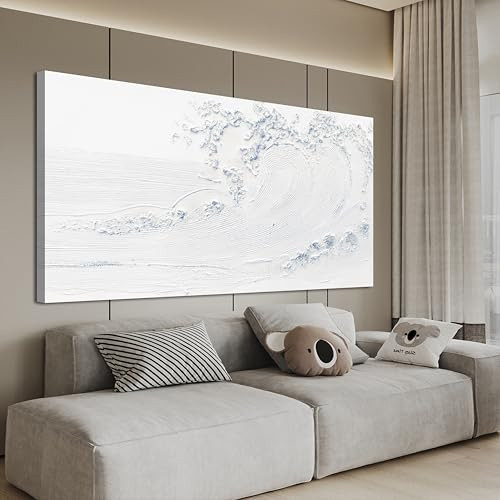 Canvas Wall Art Decor Large Wall Art Pictures for Living Room Landscape Coastal Wall Art Decor Wave Artwork for Walls White Blue Wave Wall Art Prints Art Work for Home Office Room Wall Decor 29"x58" | Amazon (US)