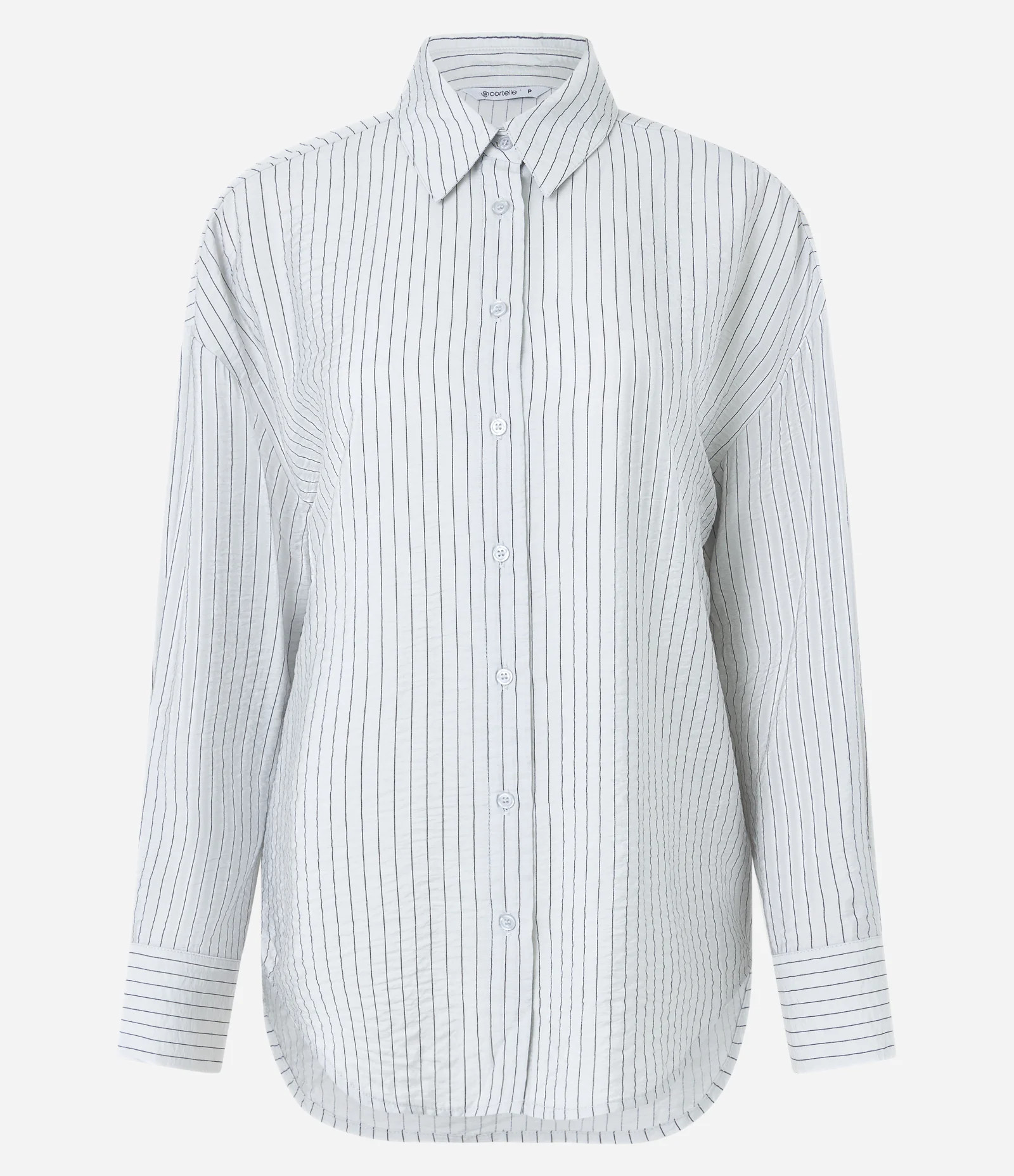 Camisa Acetinada com Estampa Risca de Giz Branco - Lojas Renner | Renner (BR)