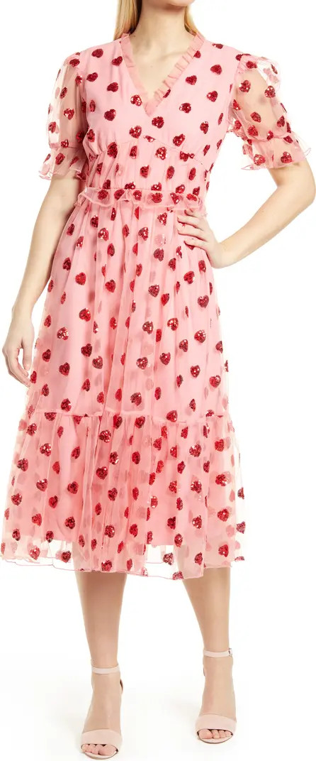 Rachel Parcell Sequin Heart Tulle Midi Dress | Nordstrom | Nordstrom