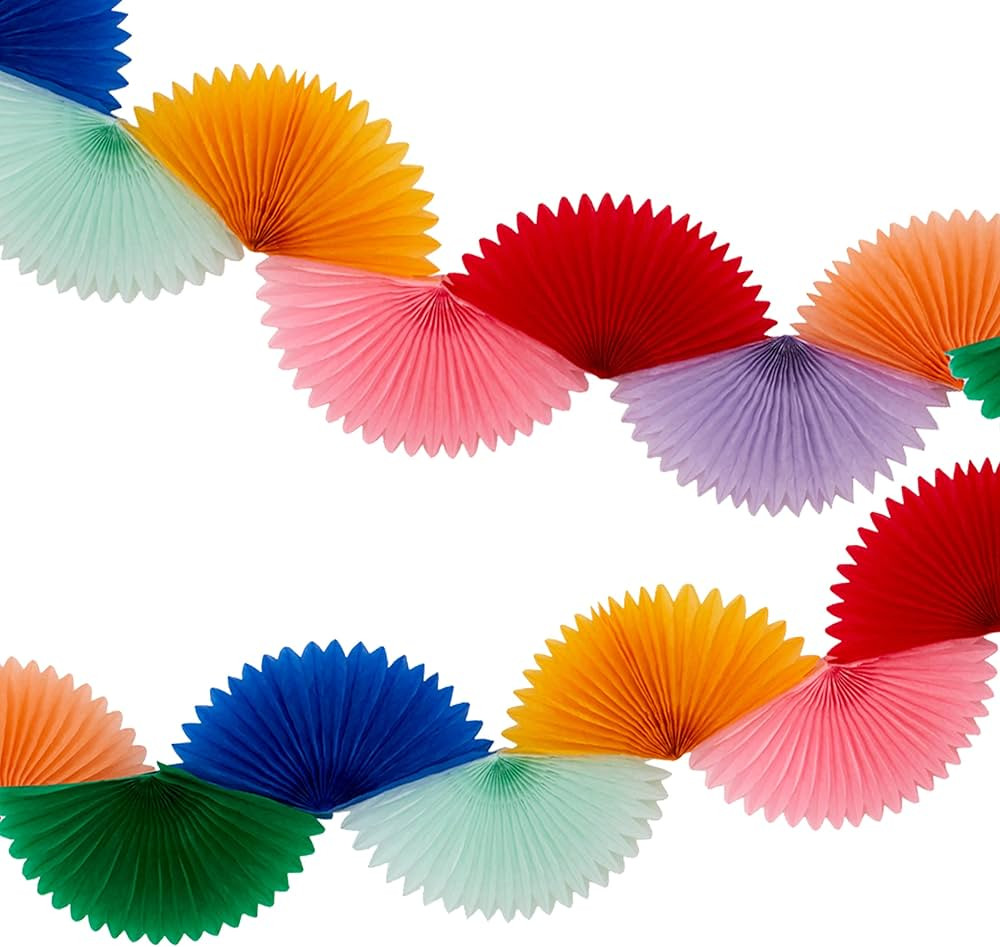 Meri Meri Rainbow Honeycomb Fan Party Banner (Pack of 1), 8' Party Garland (9' Including Excess C... | Amazon (US)