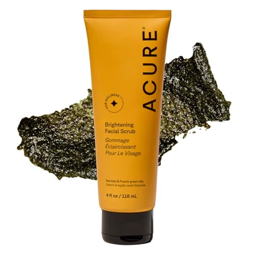 Acure Brightening Facial Scrub - Exfoliating Face Wash, Gentle Daily Scrubber & Exfoliator for Women & Men for Radiant Skin, Cleansing Wash with Sea Kelp & French Green Clay - 4 fl oz | Amazon (US)