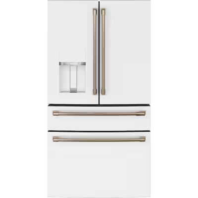 Cafe Smart 27.8-cu ft 4-Door French Door Refrigerator with Ice Maker (Matte White) ENERGY STAR Lo... | Lowe's