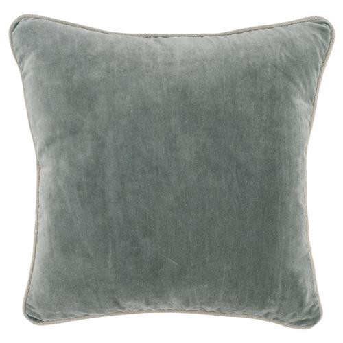 Karen Mid Century Modern Natural Piping Sage Green Velvet Throw Pillow - 18x18 | Kathy Kuo Home