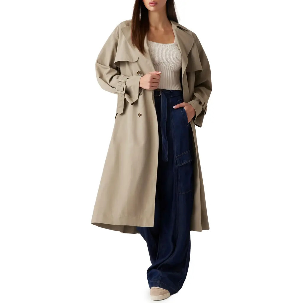 GUESS Amira Trench Coat in Khaki at Nordstrom, Size X-Small | Nordstrom