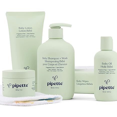 Pipette Baby Essentials Baby Wash and Moisturize Kit with Renewable Plant-Derived Squalane (6-Pie... | Amazon (US)