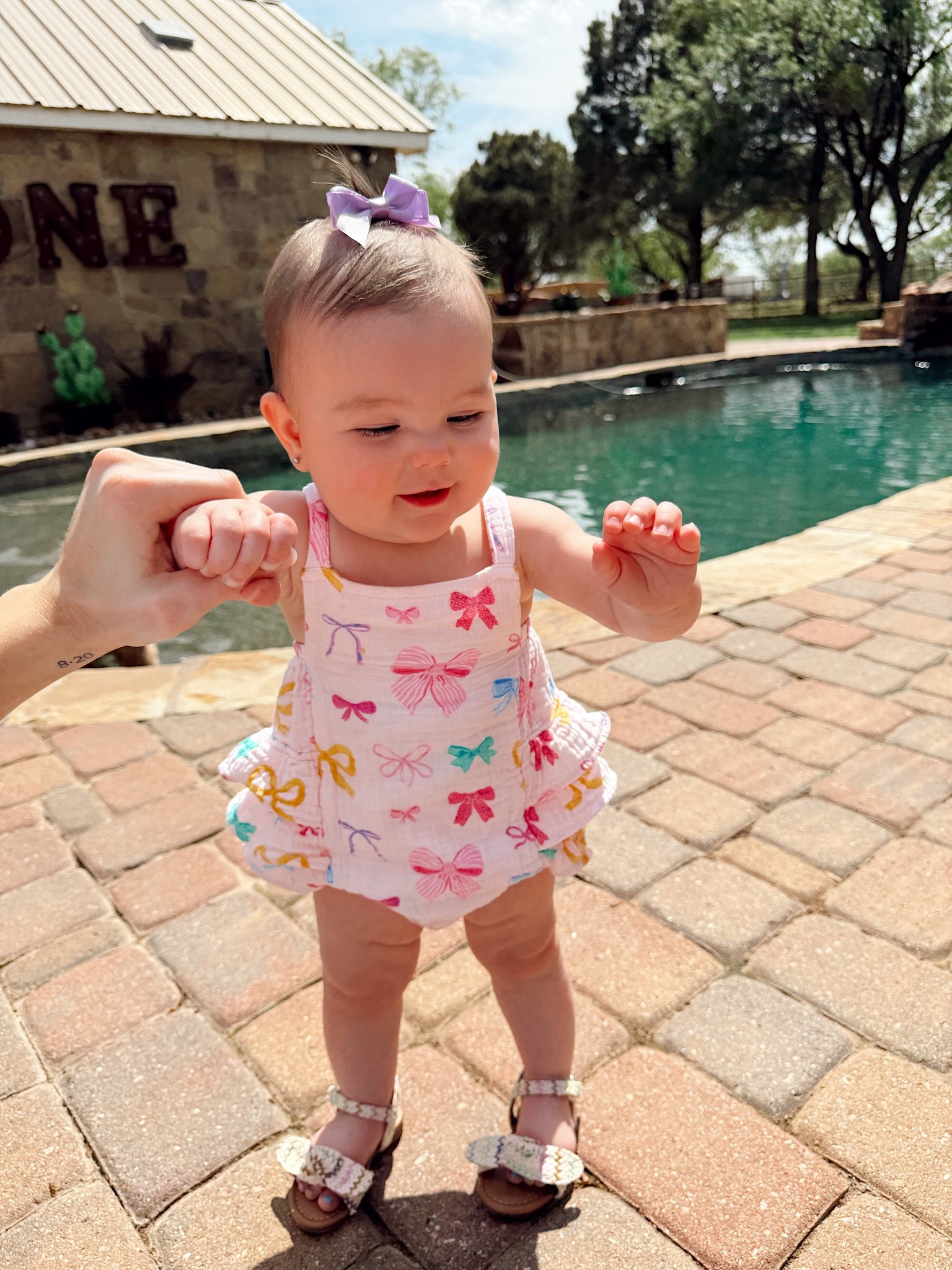 Linked bow, shoes, & linked the romper in different prints 