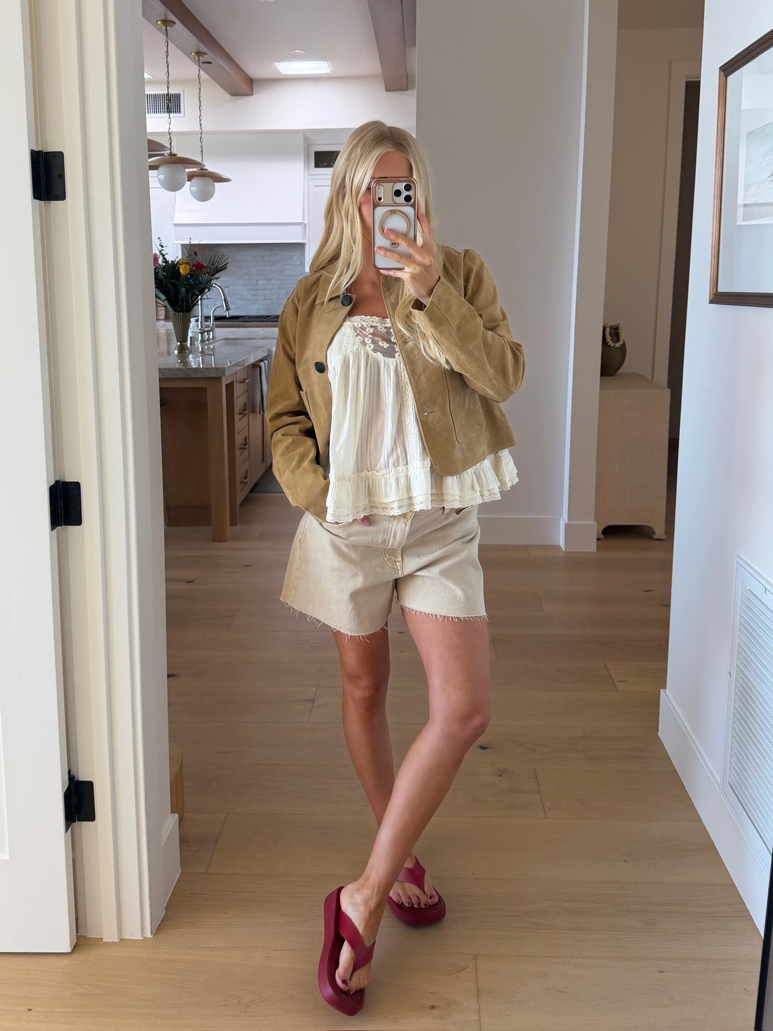 Code KATHLEEN20 for 20% off orders $100+! Wearing a medium in top and jacket, 30 in shorts (sized up for pregnancy), 8 in shoes (typically a 7.5)! #kathleenpost

Spring transition outfit, casual chic look, errands outfit, casual lunch look, bump friendly, maternity outfit 

#LTKspring #LTKootd #LTKBump