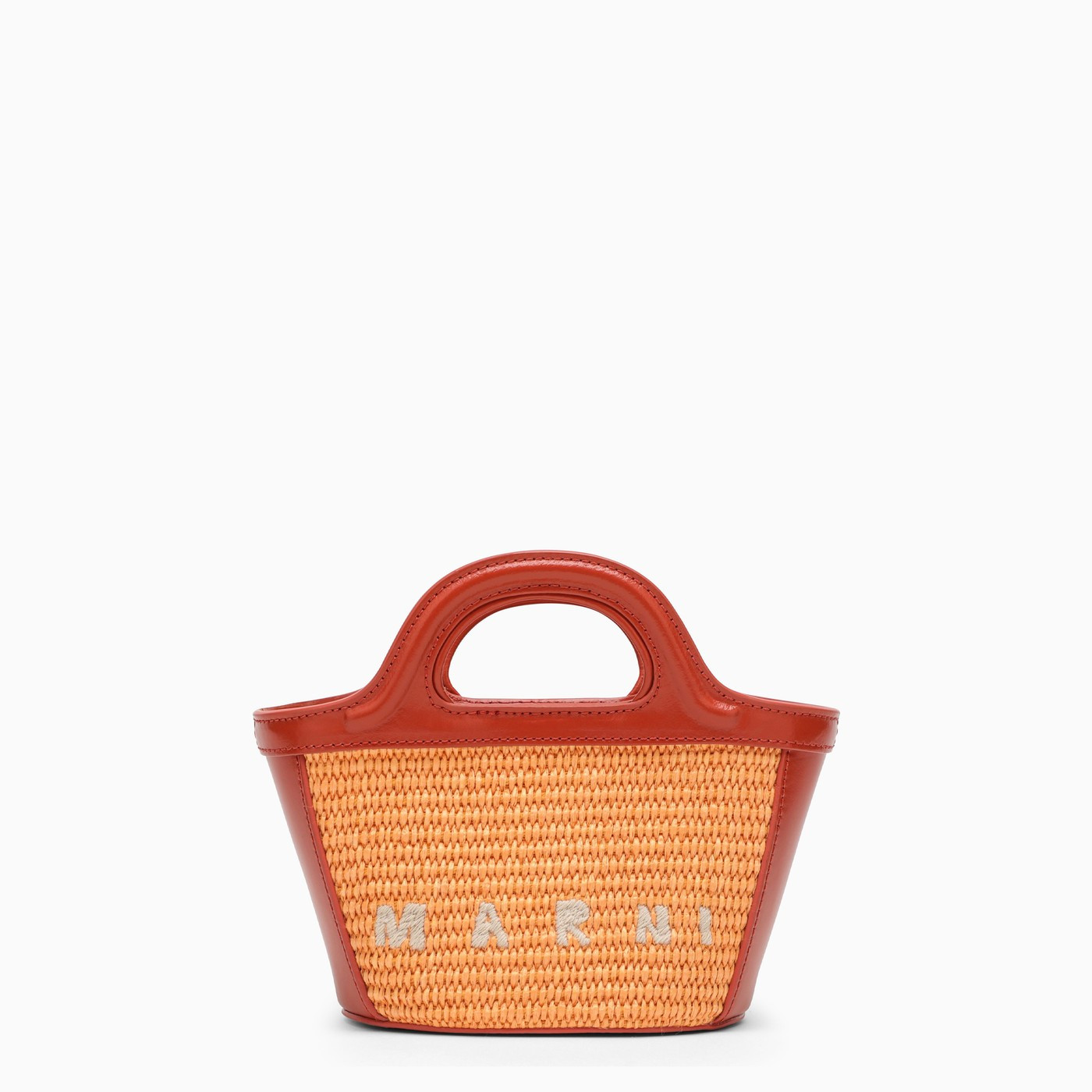 Micro Tropicalia beige leather and rafia handbag | The Double F