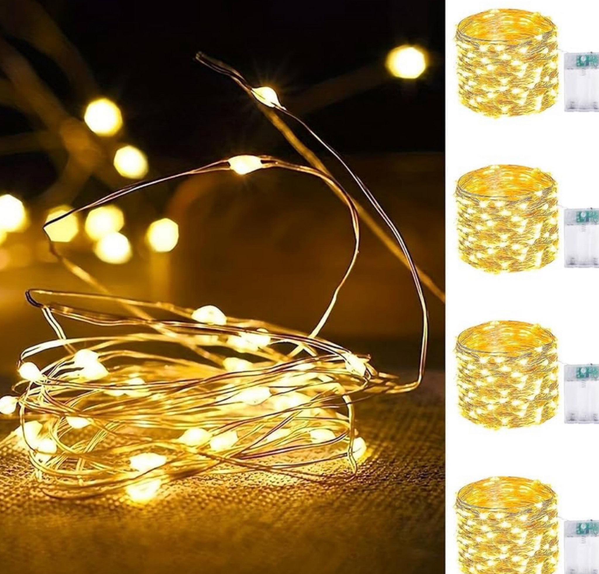 4-Pack Fairy Lights Battery Operated with Timer, Waterproof 16FT 50 LED String Lights Outdoor Indoor, Cuttable Twinkle Lights for Christmas Home Bedroom Wedding DIY Centerpiece Birthday (Warm White)

#LTKHoliday #LTKHome #LTKSeasonal